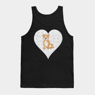 Staffordshire Bull Terrier Heart Jigsaw Pieces Design - Gift for Staffordshire Bull Terrier Brown Lovers Tank Top